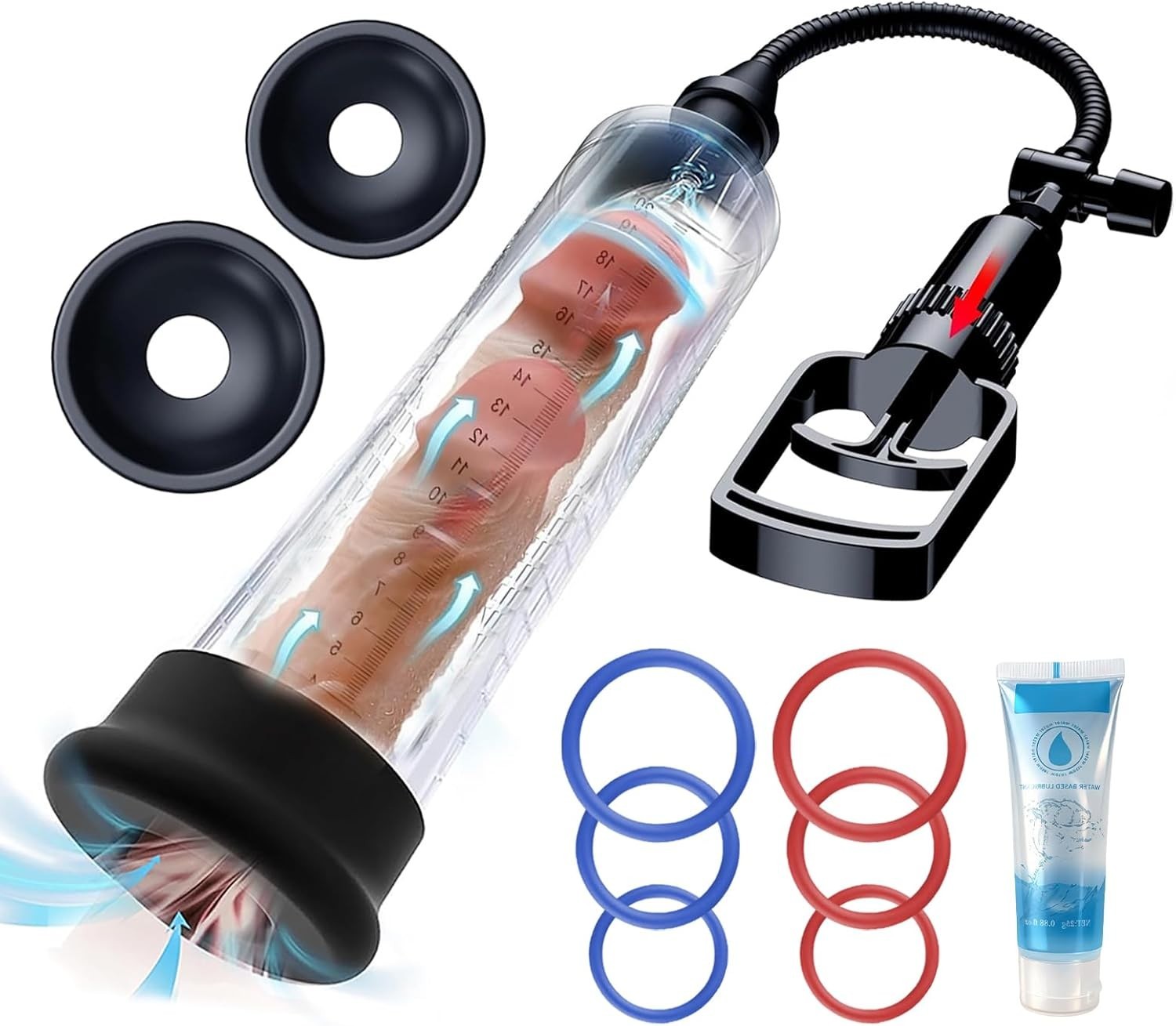 Transparent Vacuum Enlarger for Bigger Erections - Includes Lubricant & Sleeves