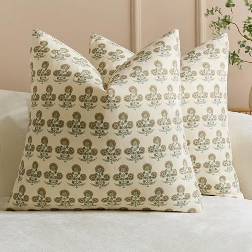 Vintage Floral Pillow Covers 16x16 16" x 16" (Pack of 2) Vintage Muted Taupe