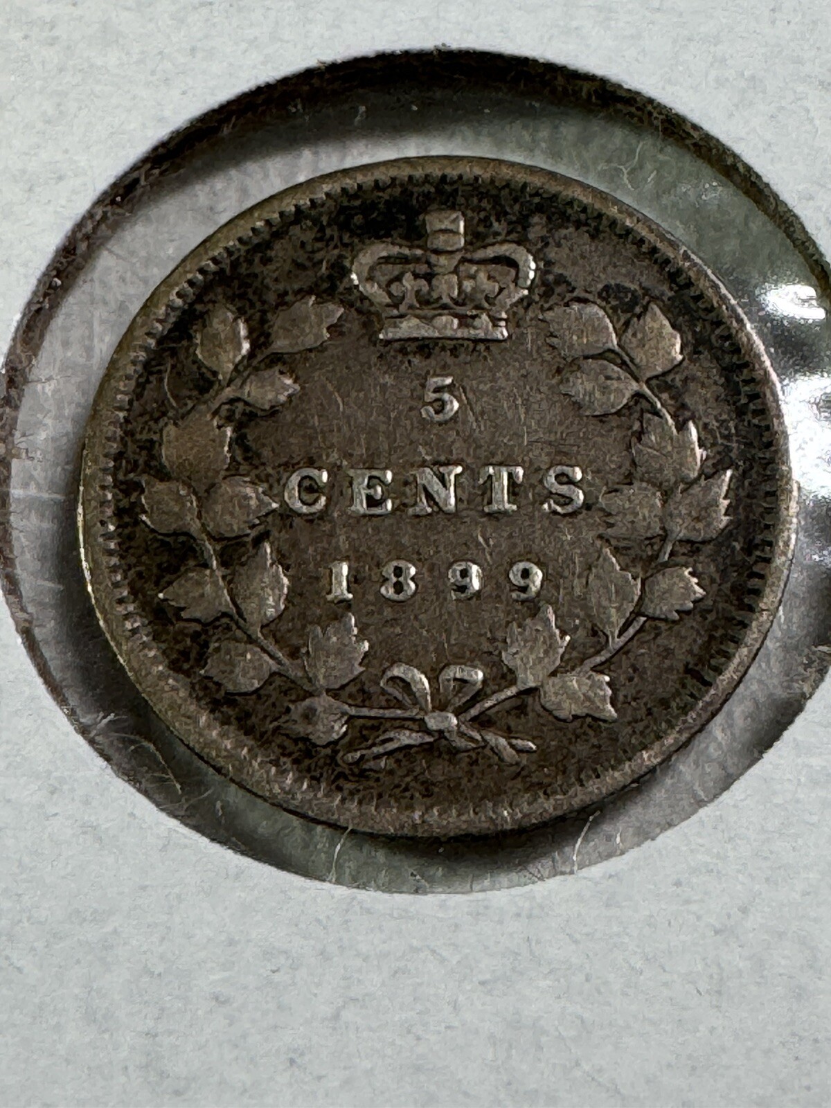 1899 Canada 5 Cents Small Silver Coin