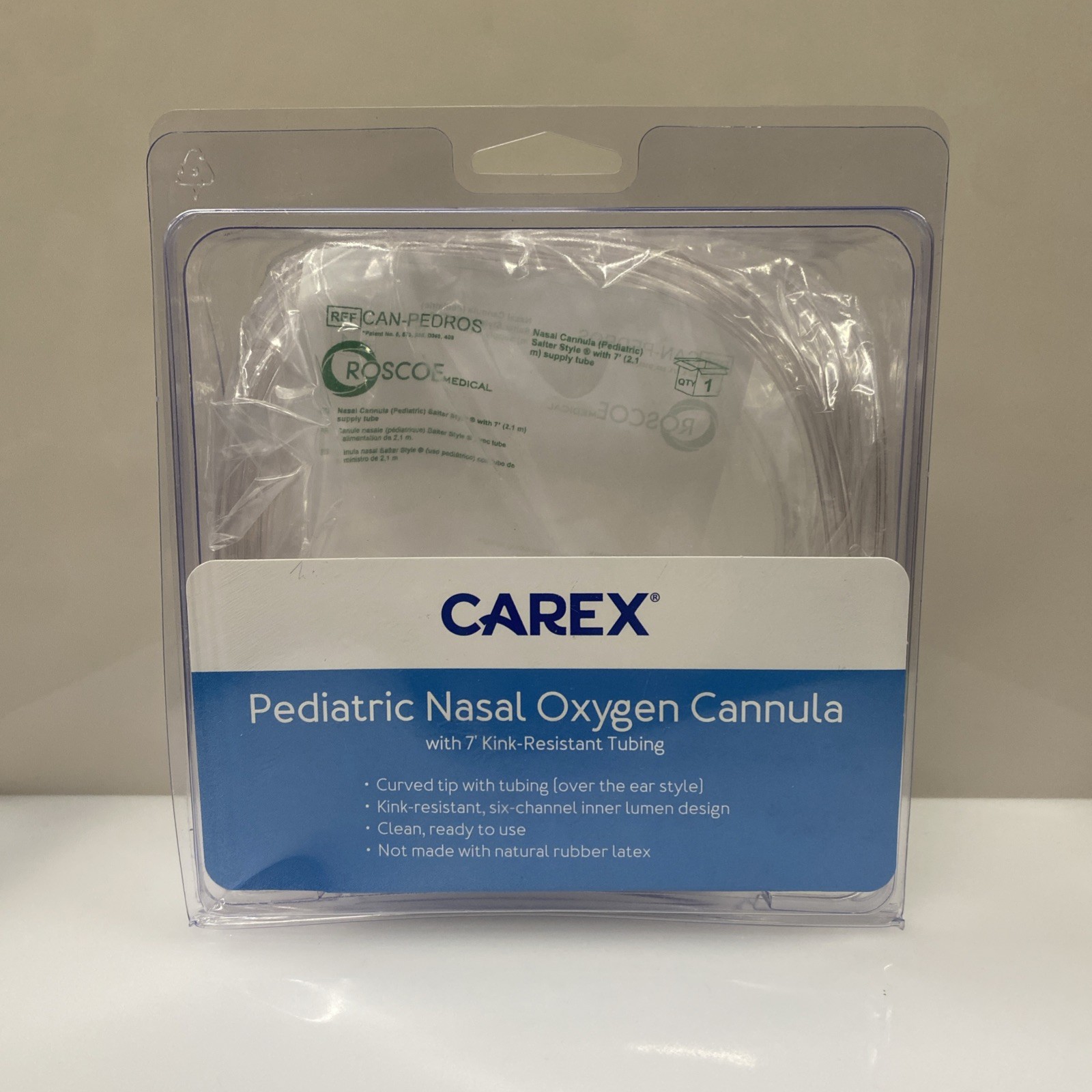 Carex Pediatric Nasal Oxygen Cannula with 7' Kink-Resistant Tubing