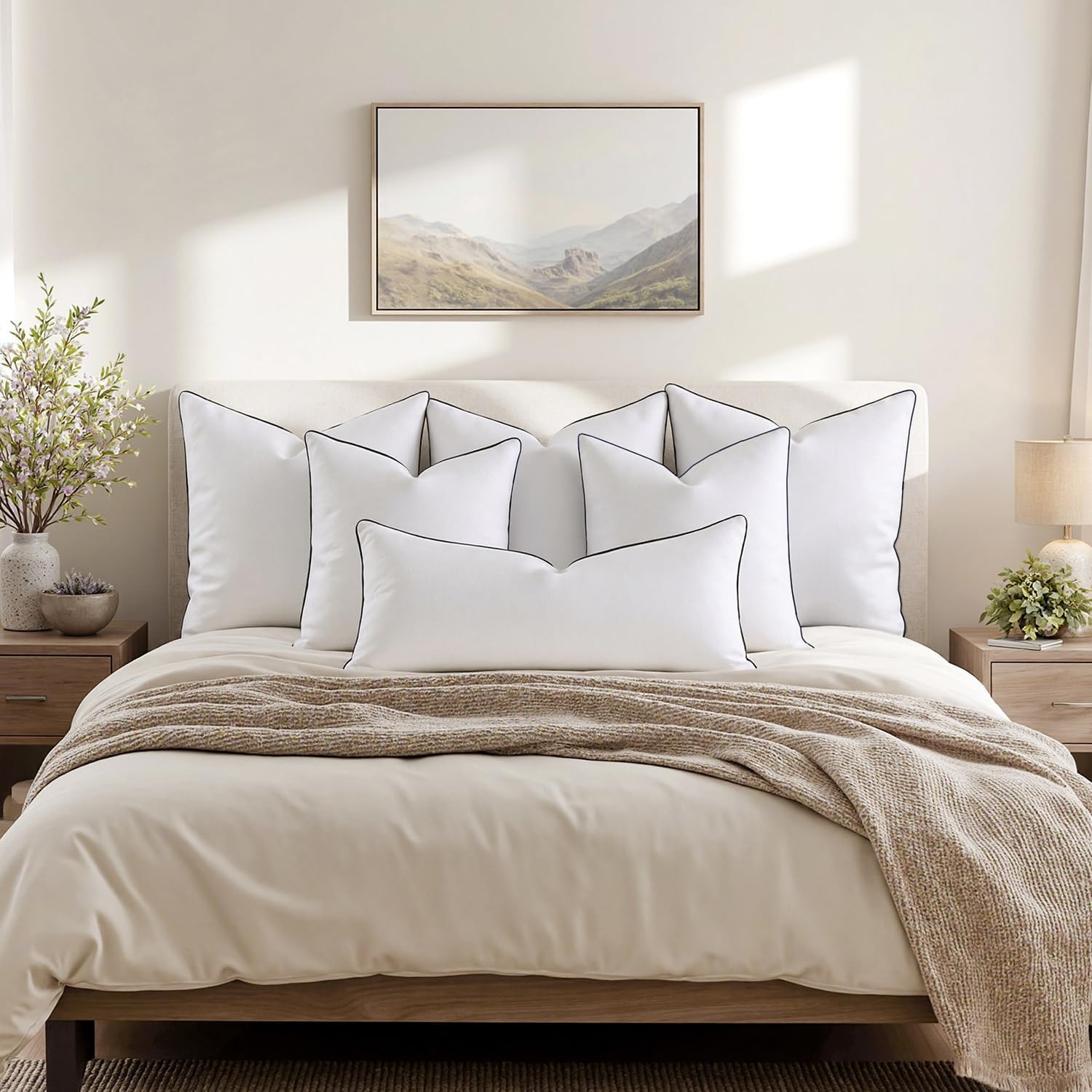 MIULEE Goose Feather Down 20x20 Pillow Insert Set of 2 with 100% Down-Proof Cott