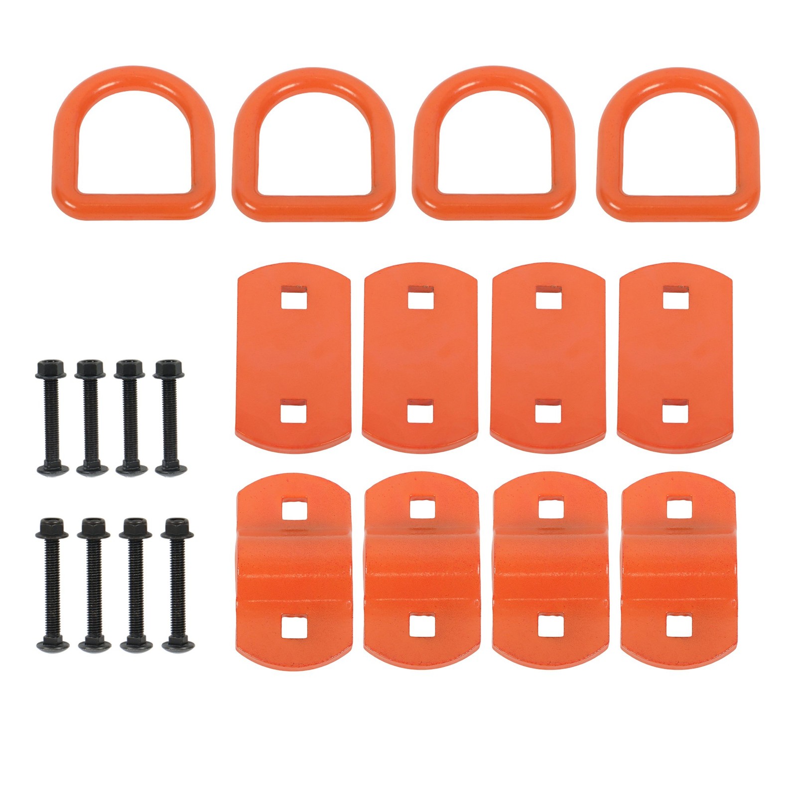 1/2" Heavy Duty Bolt-On Forged D Ring 12000Lbs Break Strength 4 Pack, Orange