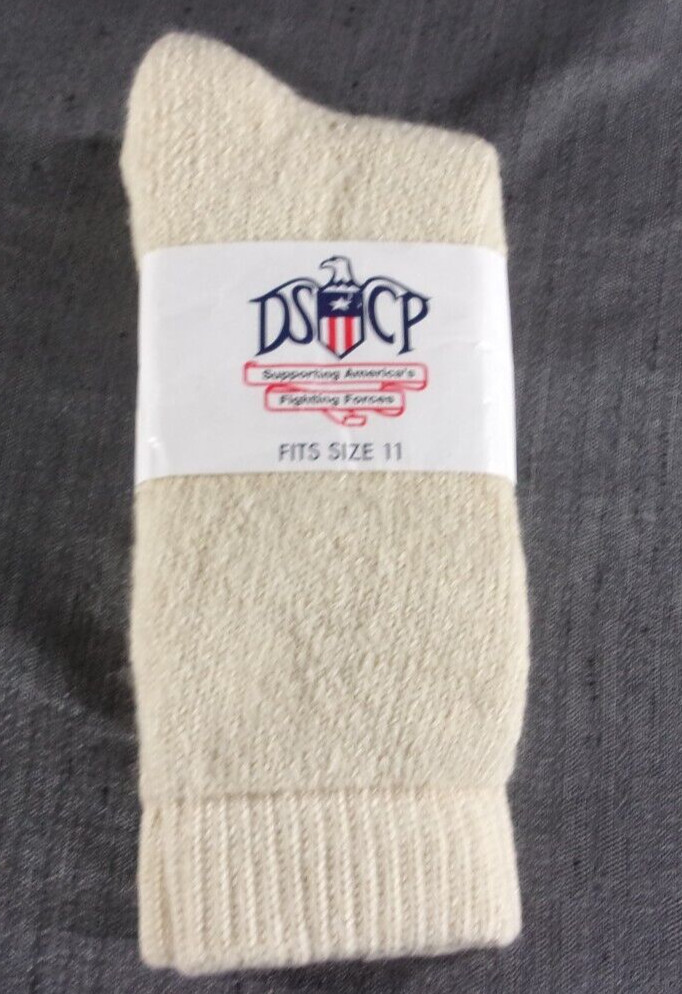 NWT DSCP FIGHTING FORCES SIZE 11 COLD WEATHER THICK WHITE MID CALF SOCKS 1 PAIR