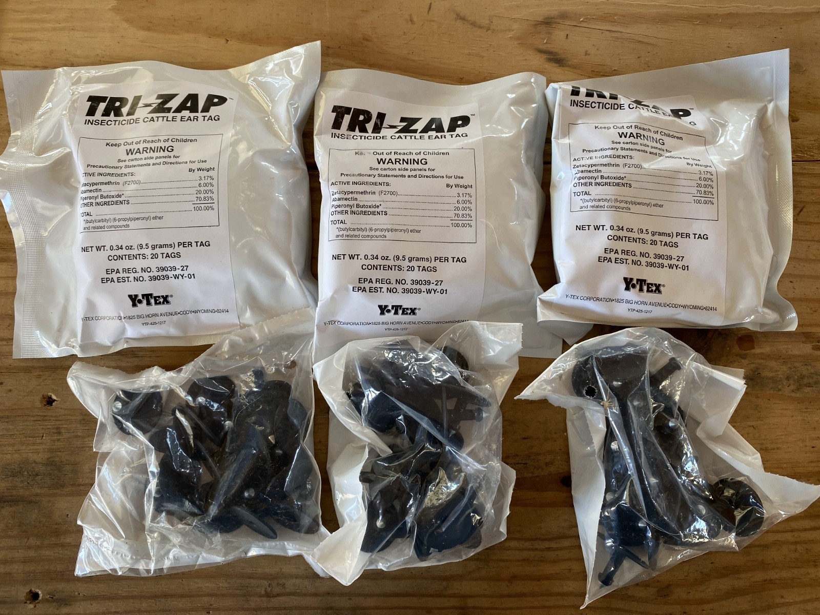 60 Tri-Zap Cattle Ear Tags With Buttons