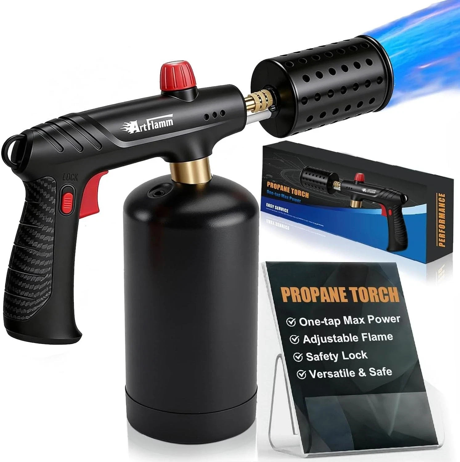 Muphop Powerful Propane Torch Gun, Flamethrower Gun with Adjustable Flame, Bl...