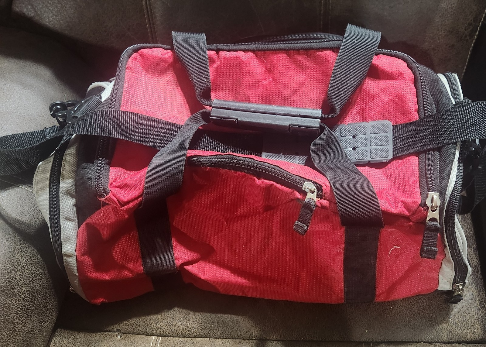 OGIO All Terrain Medium Grip Gym Bag Red Black Gray Polyester Zip Strap