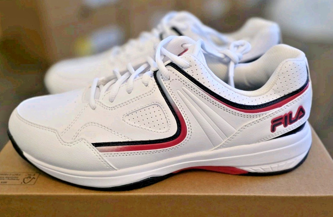 Fila Men’s Rovello Evo Sneakers White/Red/Navy Sz 10 New