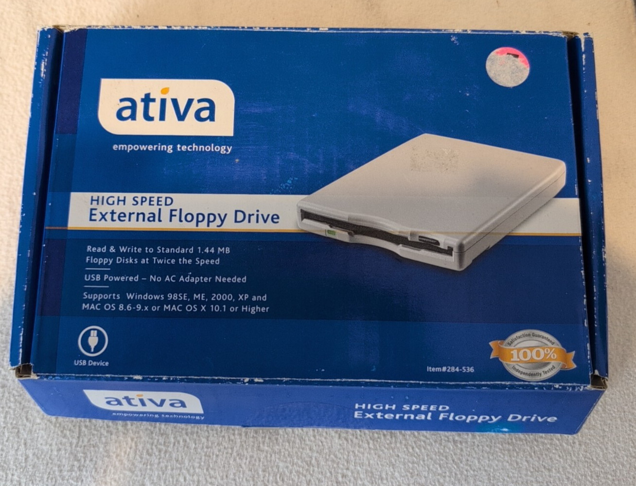 USB External 3.5” Floppy Disk Drive FDUSB-TM2 SmartDisk Ativa Tested w/ Box
