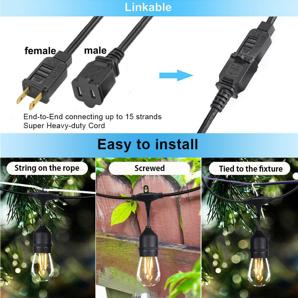 Outdoor String Lights 50 Ft Shatterproof And Waterproof Led Outdoor 2700K Warm