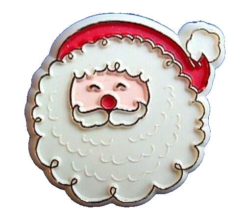 Hallmark PIN Christmas Vintage SANTA CLAUS Face Gold Trim 70s Holiday Brooch VG