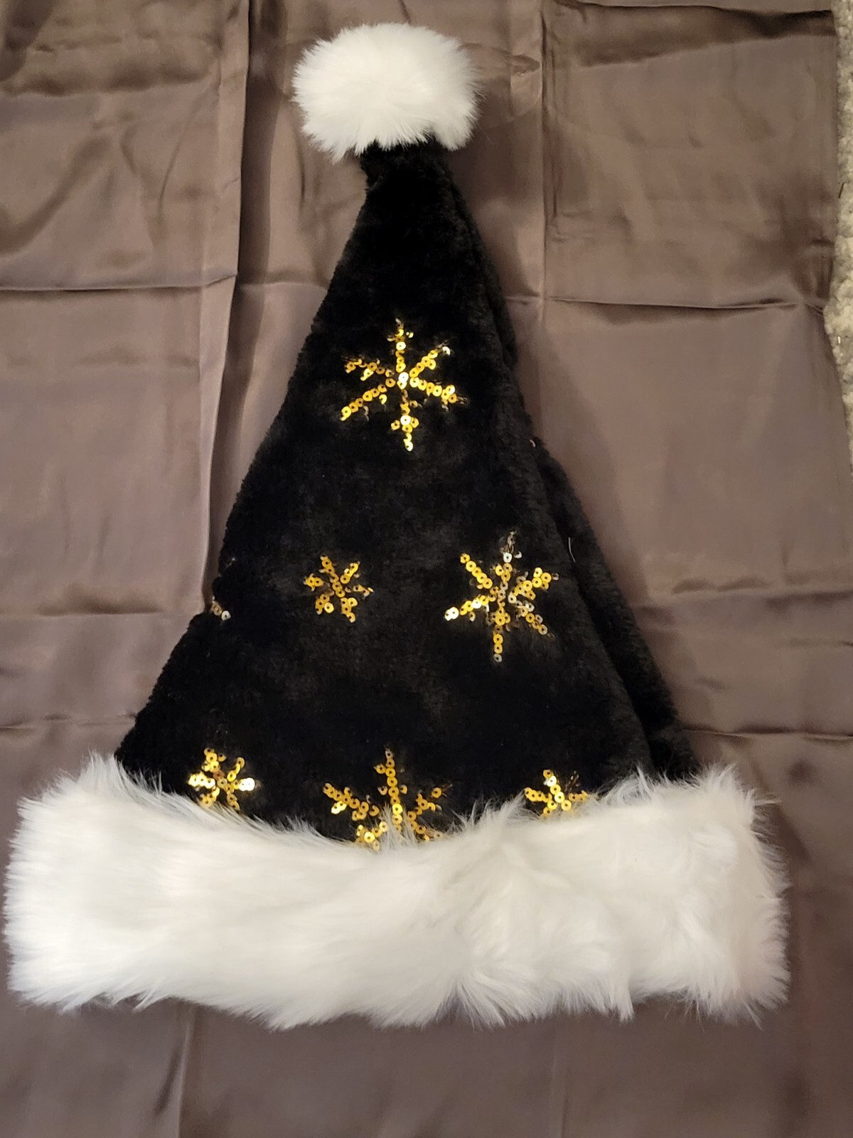 Black Santa Hat Sequin Christmas Hat for Adult Xmas Party Christmas Home Decor