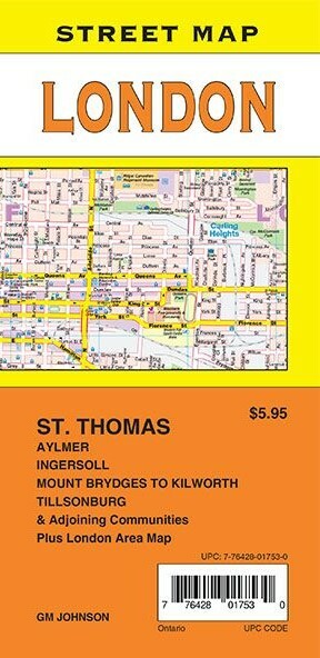 Street Map of London, St. Thomas, Aylmer, Ontario, Canada, by GMJ Maps