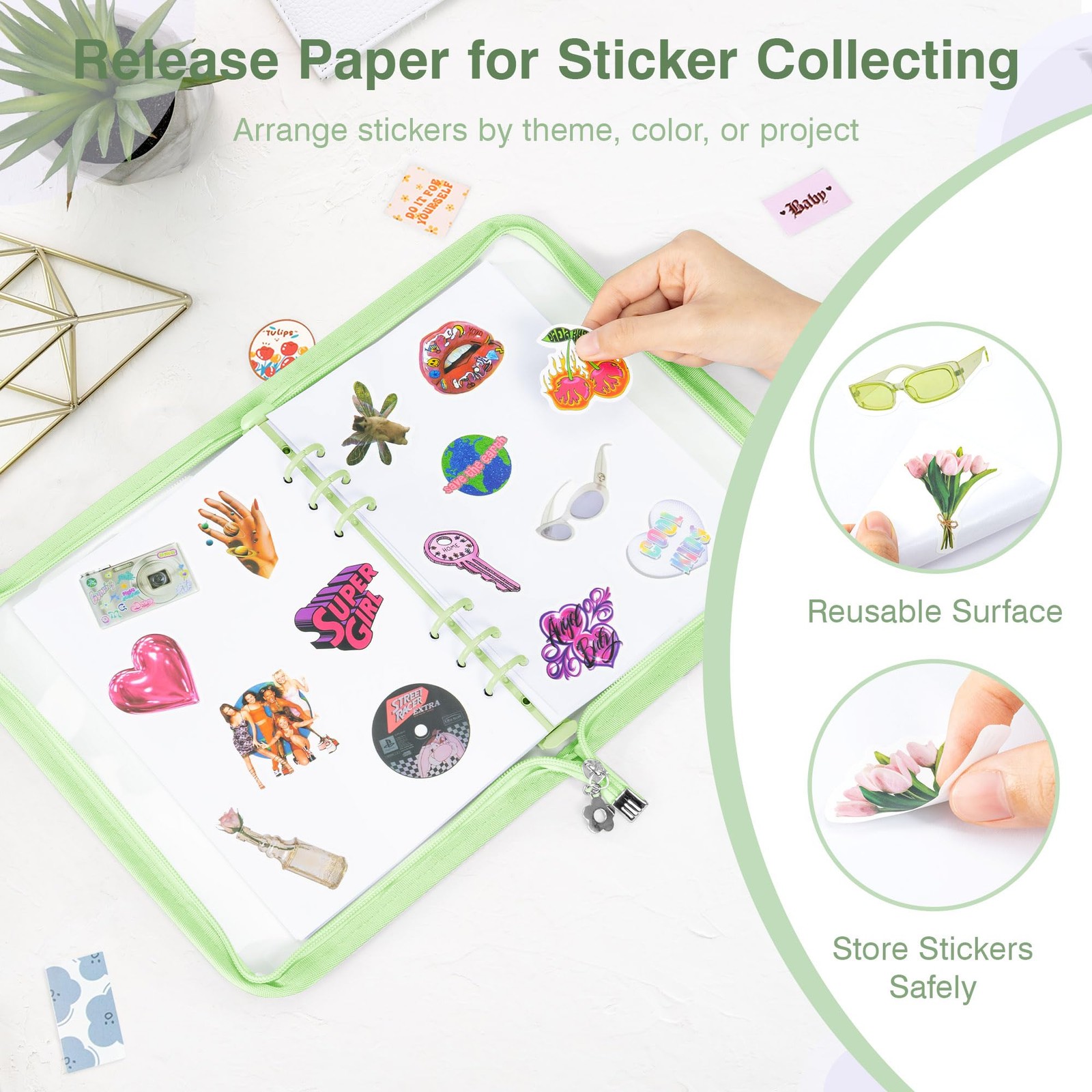 Ospelelf Sticker Organizer A5 Binder Storage Display Book, Includes Clear Poc...