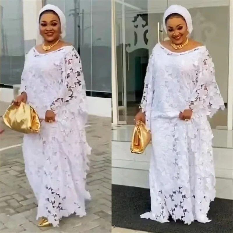 Lace Hollow Africa Dress African Dresses for Women African Clothes 2025 Femme