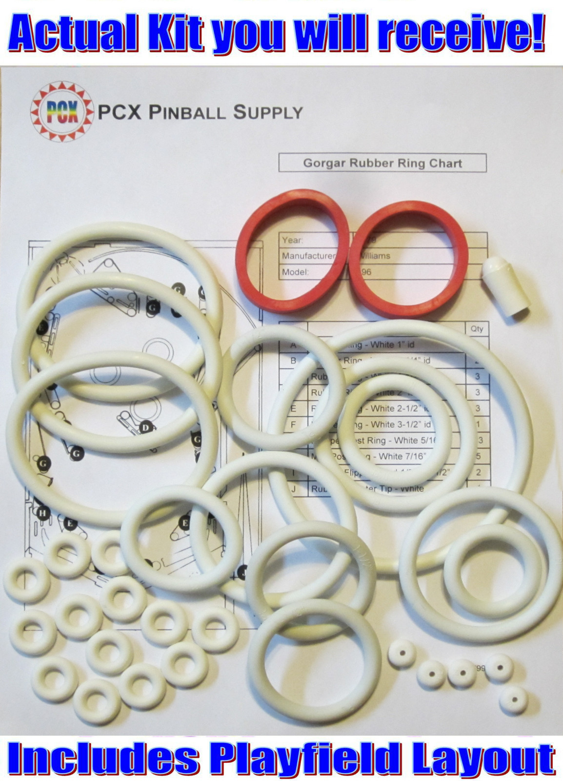 1979 Williams Gorgar Pinball Machine Rubber Ring Kit
