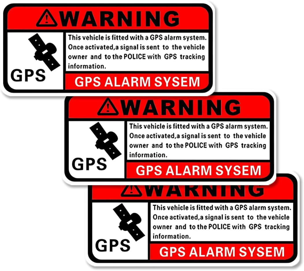 3PCS 1.6 x 3.2 Inch Warning GPS Alarm System Car Stickers, Anti-Theft Waterproof
