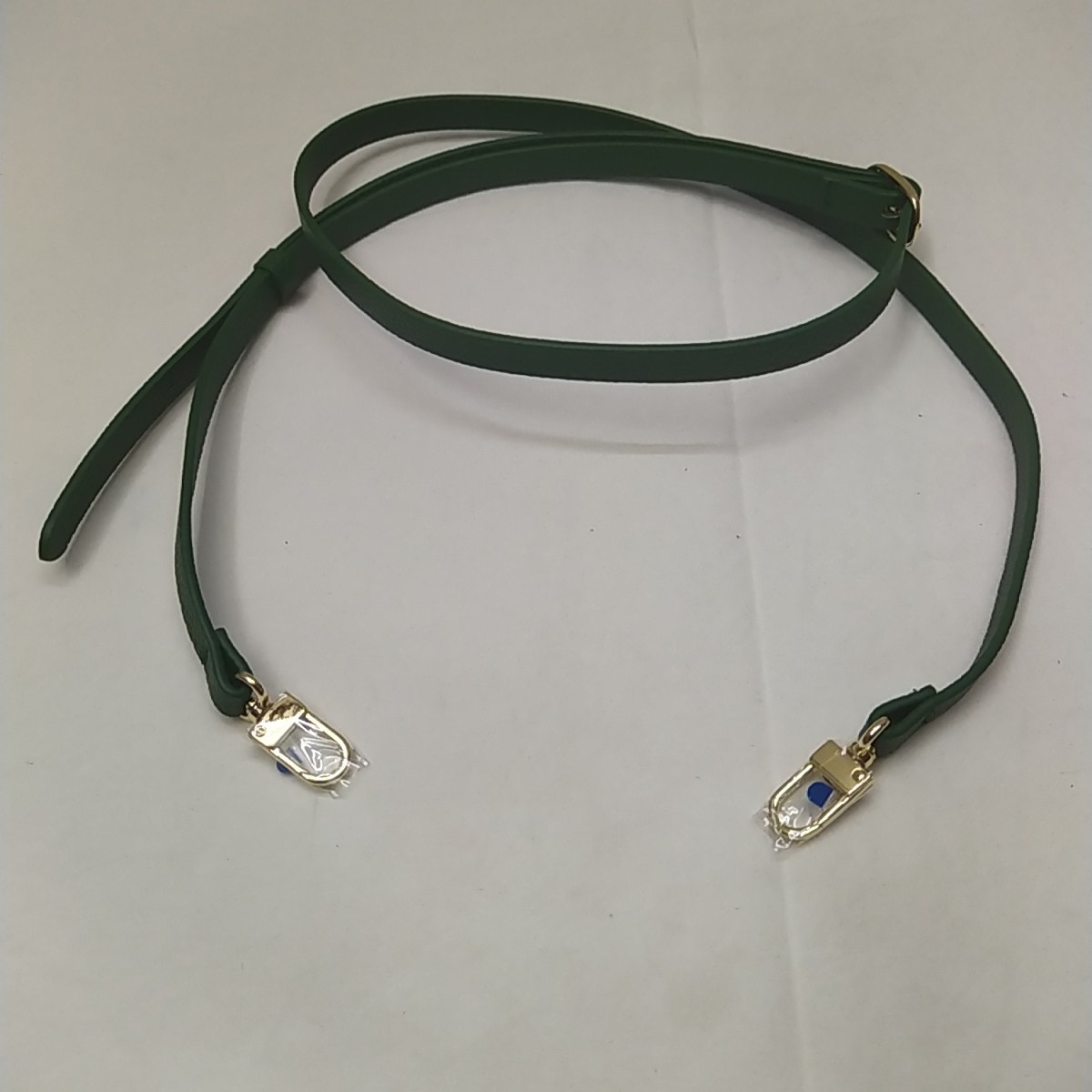 Green Leather Replacement Strap W/ Goldtone Push Gate Hook - NEW