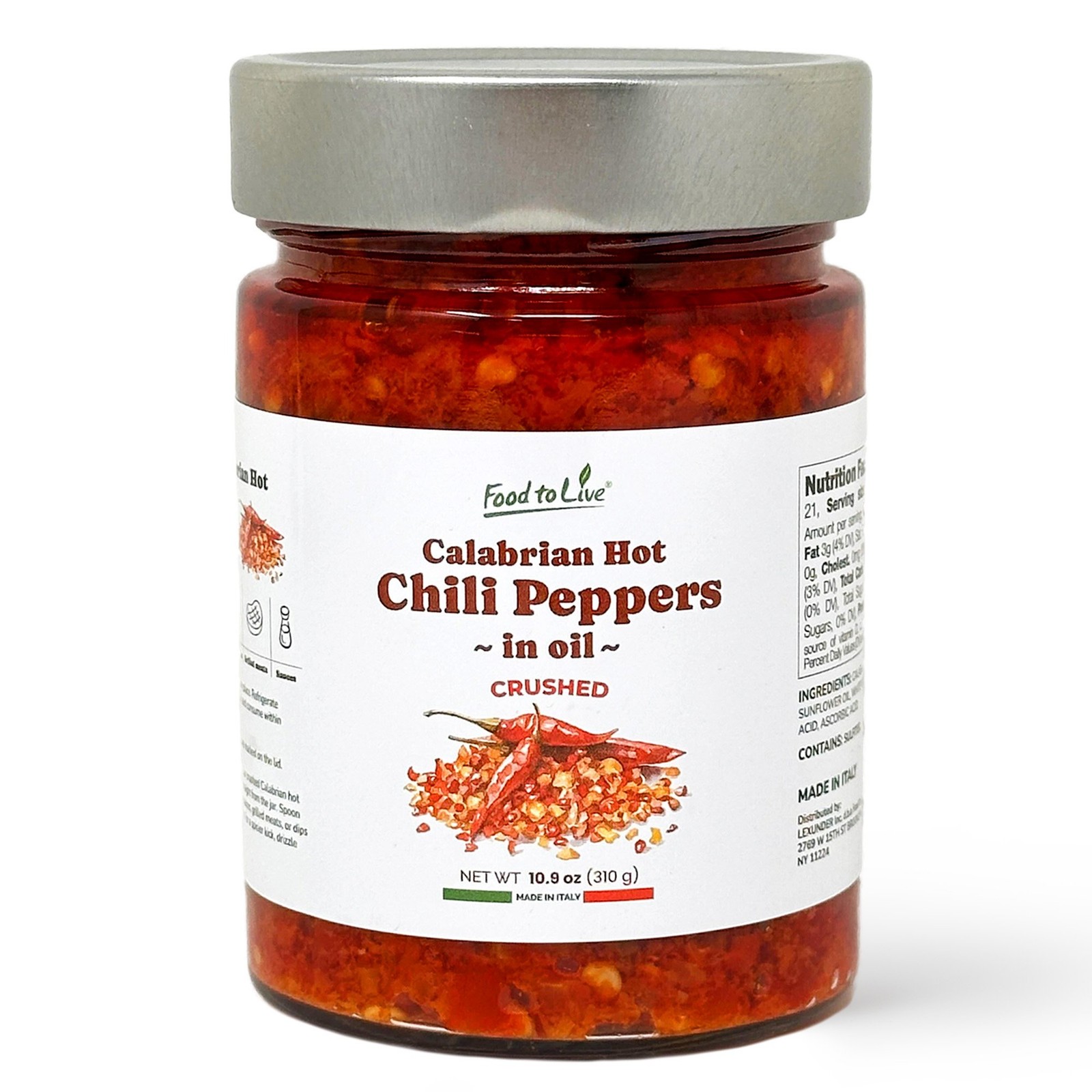 Crushed Calabrian Hot Chili Peppers in Oil, 310 gr - by Food to Live