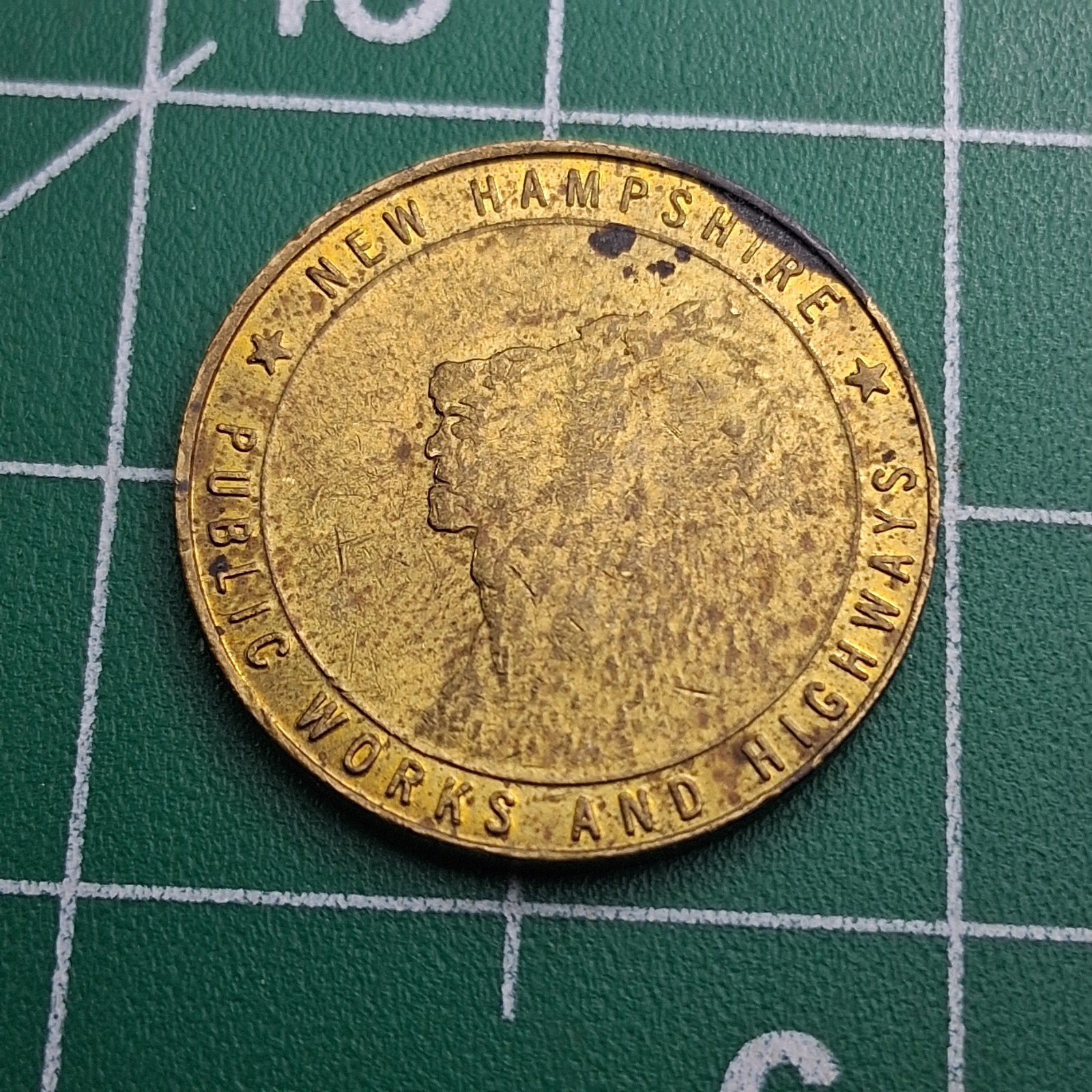 New Hampshire Public Works and Highways Old Man of the Mountain Brass Coin
