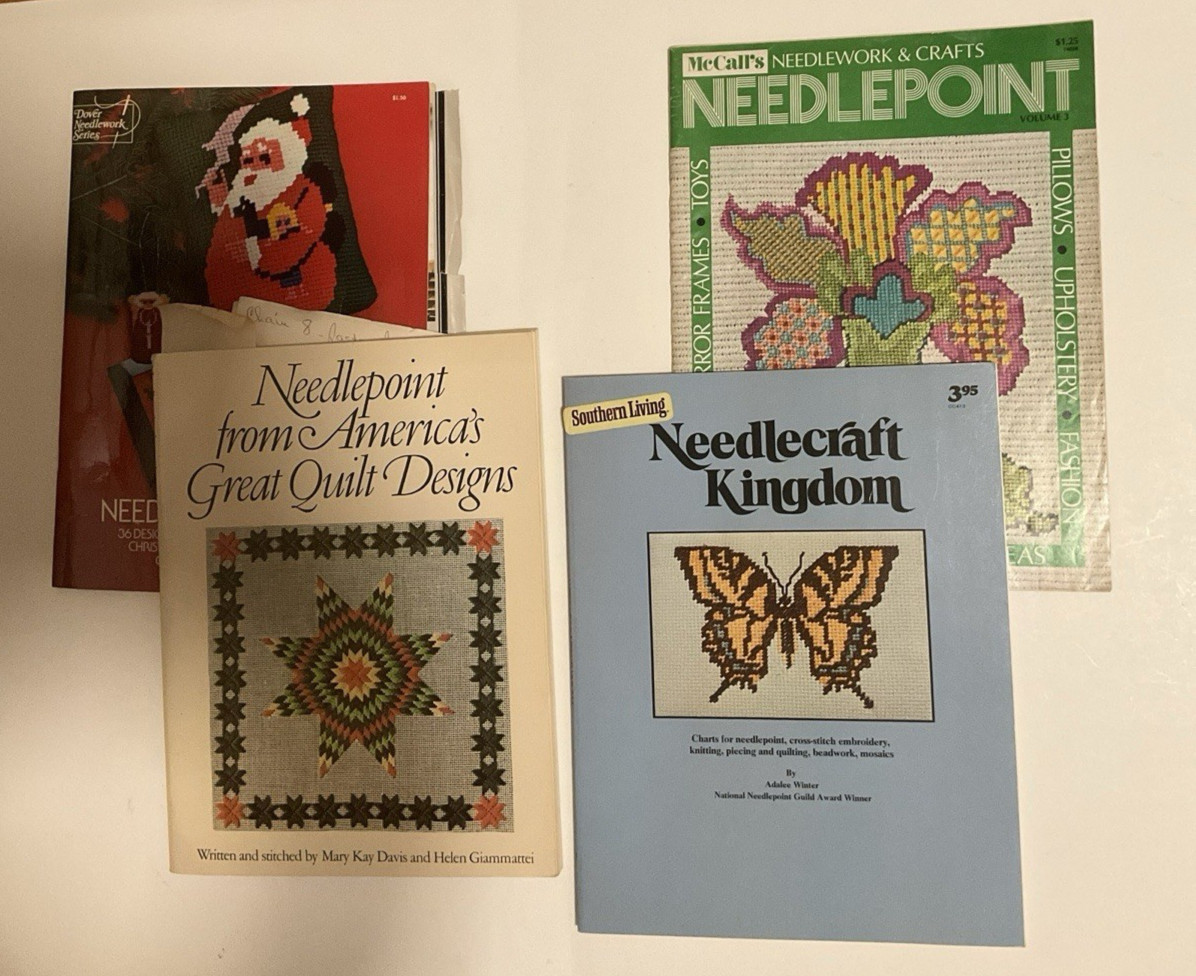 Needlepoint Pattern Books Lot Of 4 Vintage 1974