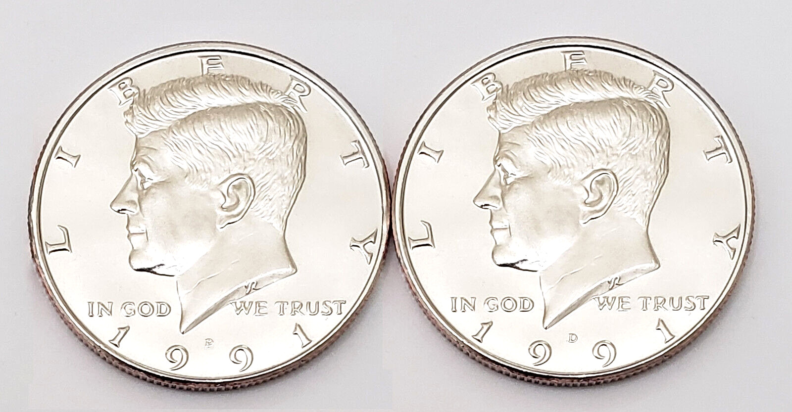 1991 P & D Kennedy Half Dollar Set (2 coins)  AVE CIRCULATED **FREE SHIPPING**