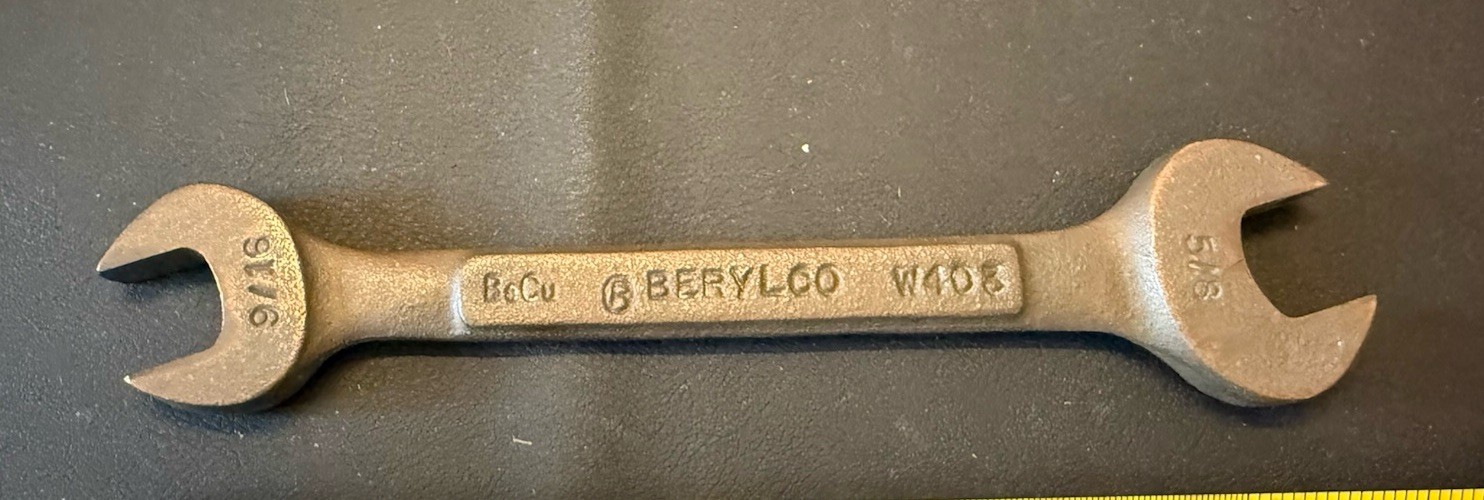 BERYLCO BeCu W103 Open End Wrench 9/16” x 5/8” Non Sparking USA