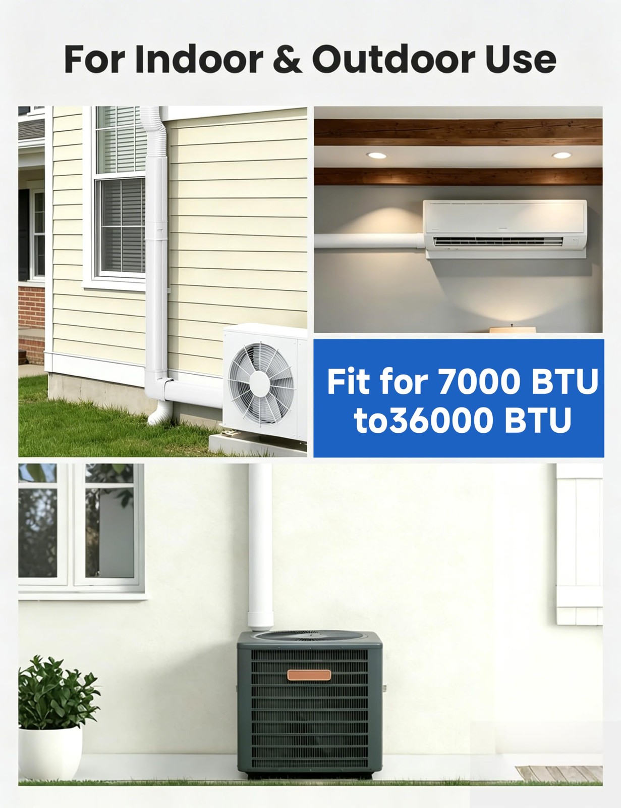 Cestluck 4 17 Ft Mini Split Line Cover Set Kit Ductless Pipe Cover For Mini