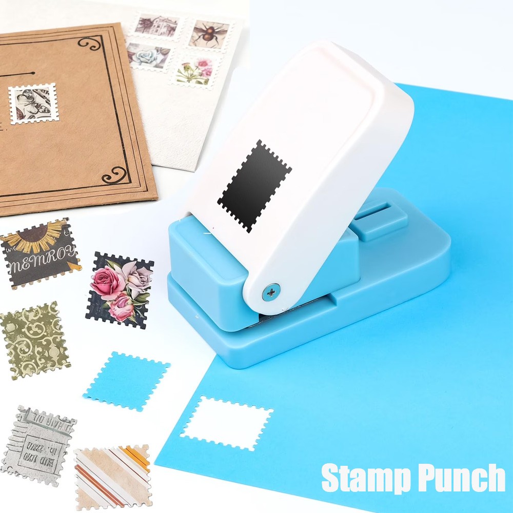 DIY Rectangular Postage Stamp Punch, Lever Action Craft Punch for Paper Crafting