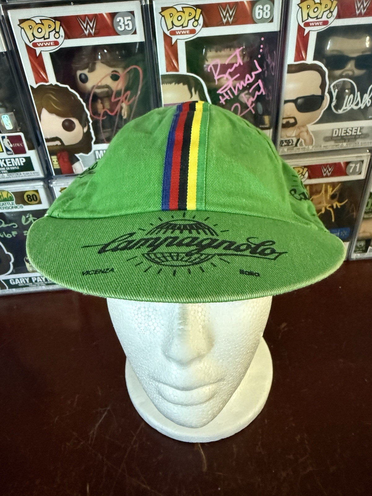 Vintage USA Made Campagnolo Cycling Hat / Cap - Stretch Fit - Green
