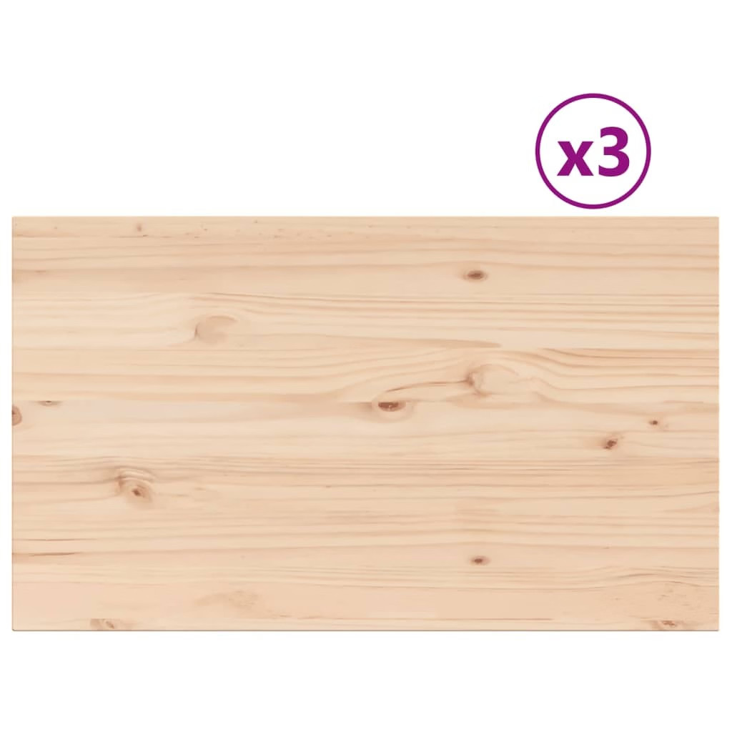 Table Top Set of 3 Natural Pine Solid Pine Wood Medium Durable