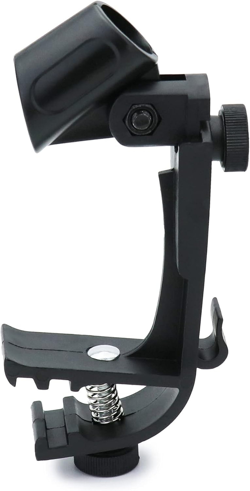 4-Pack Adjustable Drum Microphone Rim Mount Clips Snare Tom Mic Holder Black Set