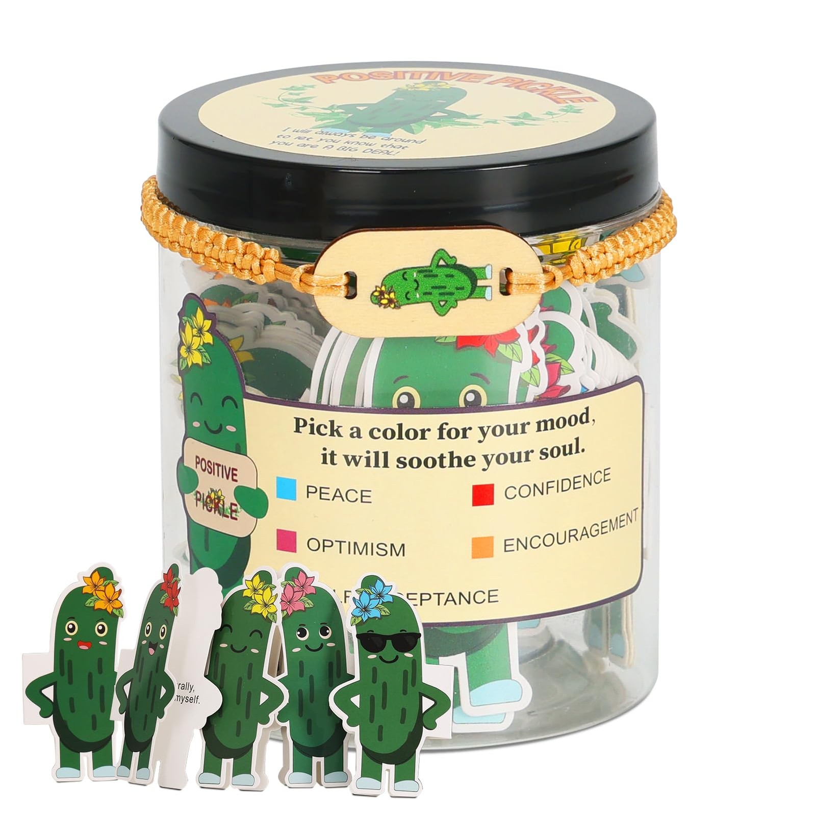 MEBRUDY 90 Positive Pickle Affirmation Cards Jar with NFC, Mothers Day Green