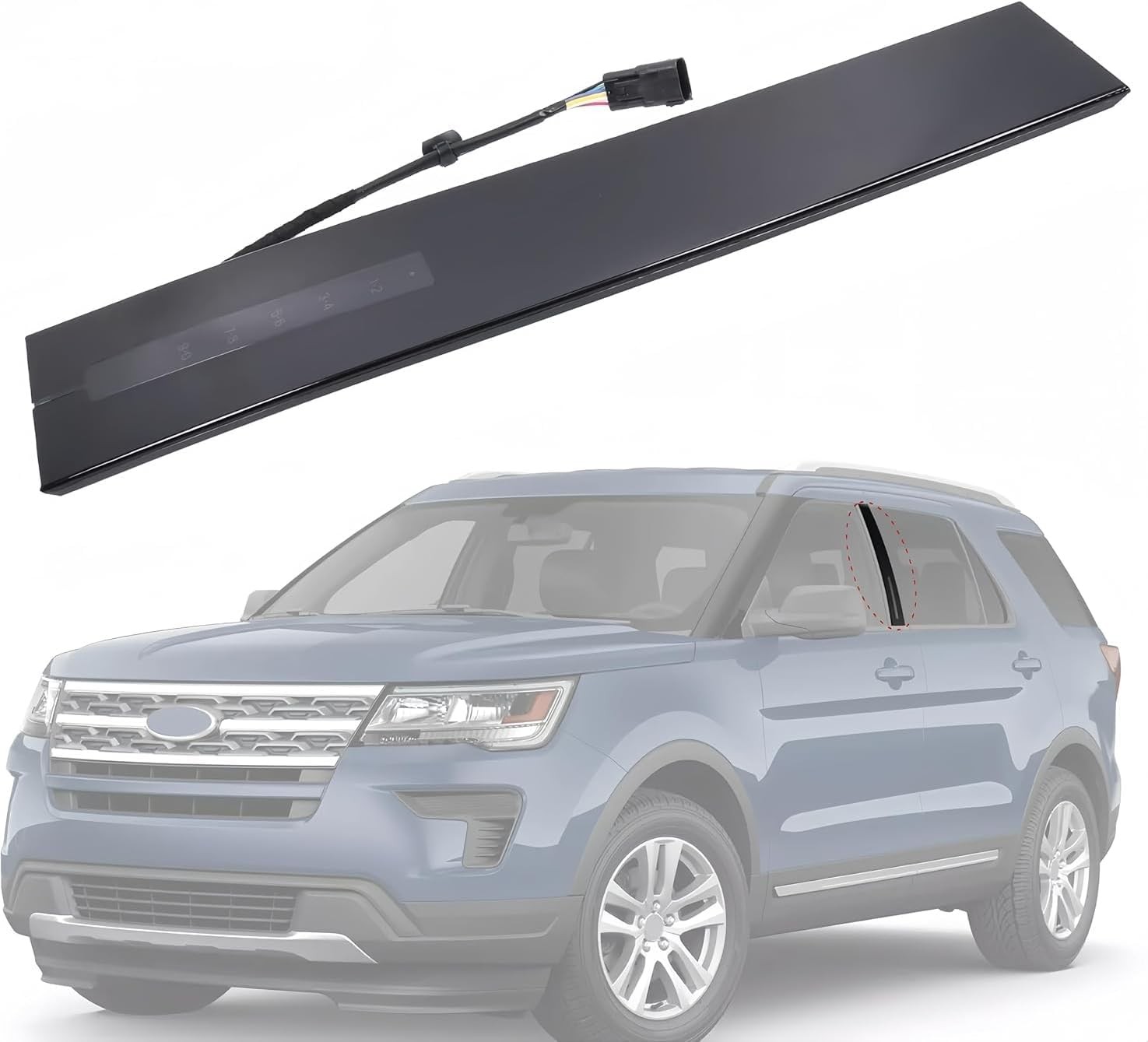 B-Pillar Molding Trim with Door Entry Keypad Compatible with Ford Explorer