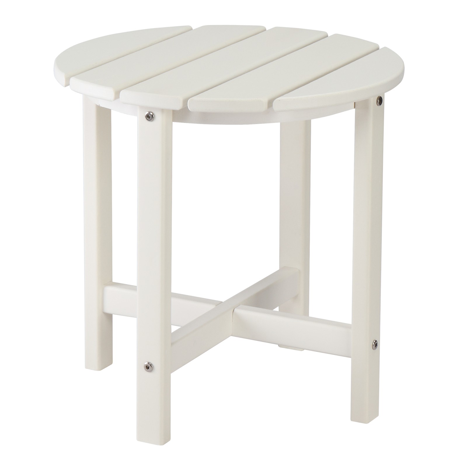 46cm Round White HDPE Side Table, Single Layer Modern Accent Table