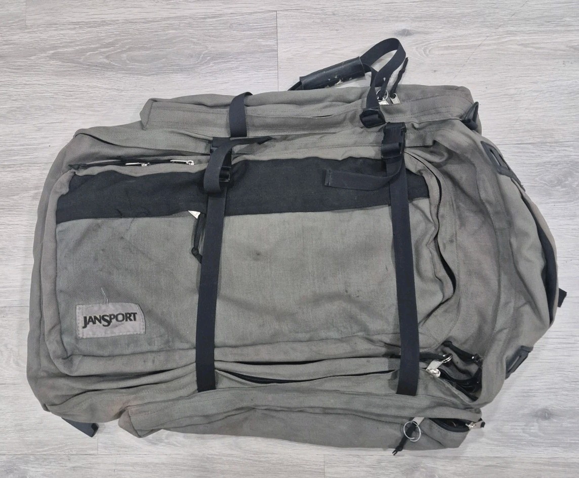 Vintage Jansport External Frame Backpack  Hiking Camping Canvas Large Bag