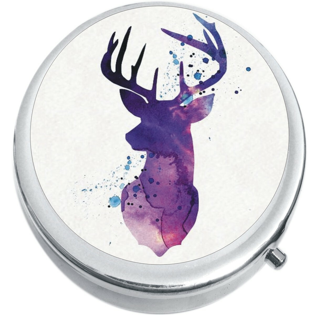 Watercolor Deer Medicine Vitamin Compact Pill Box