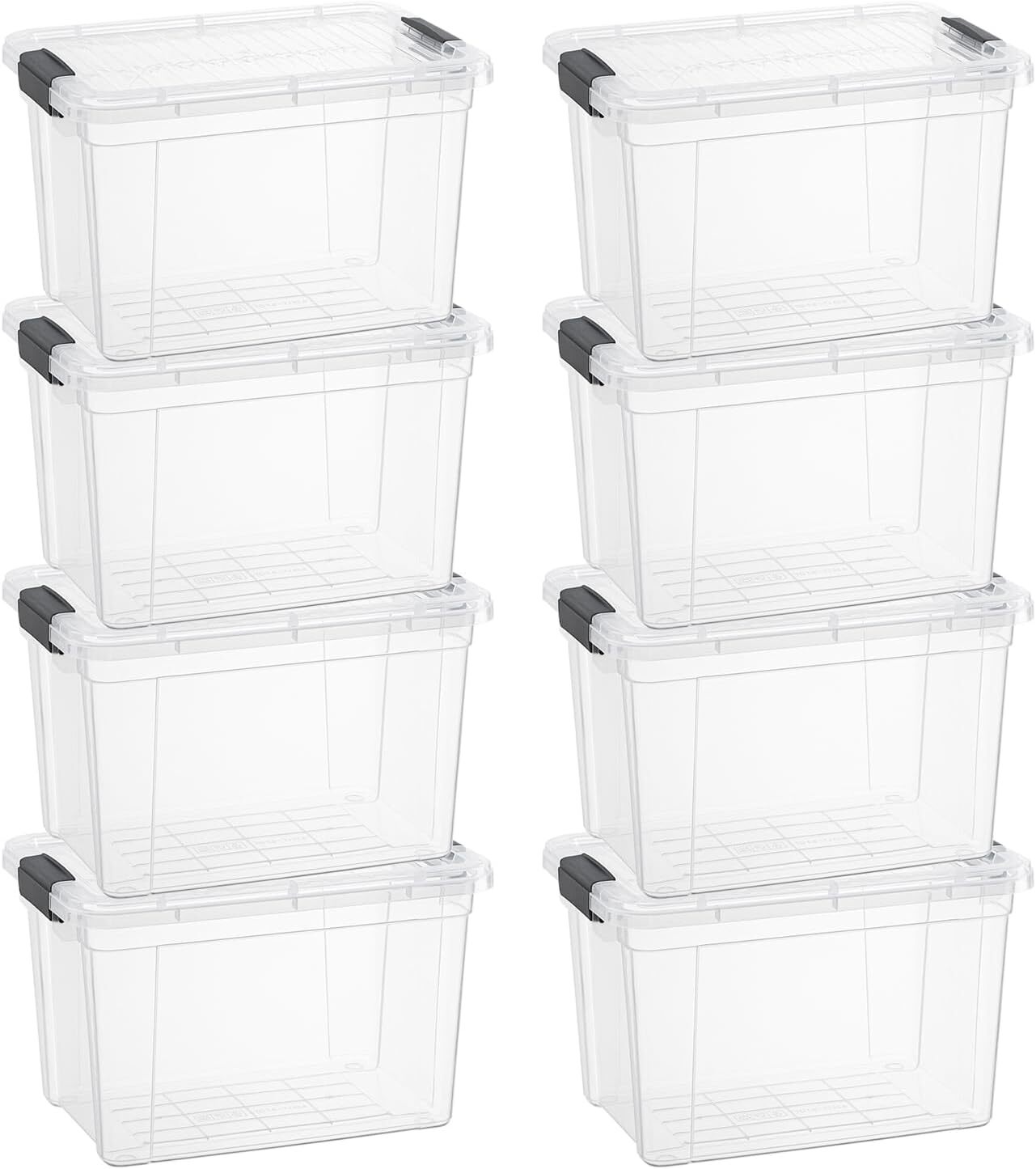 Superio Clear Storage Bins with Lids, 8 Pack- Plastic Storage Boxes - 2.4 Quart