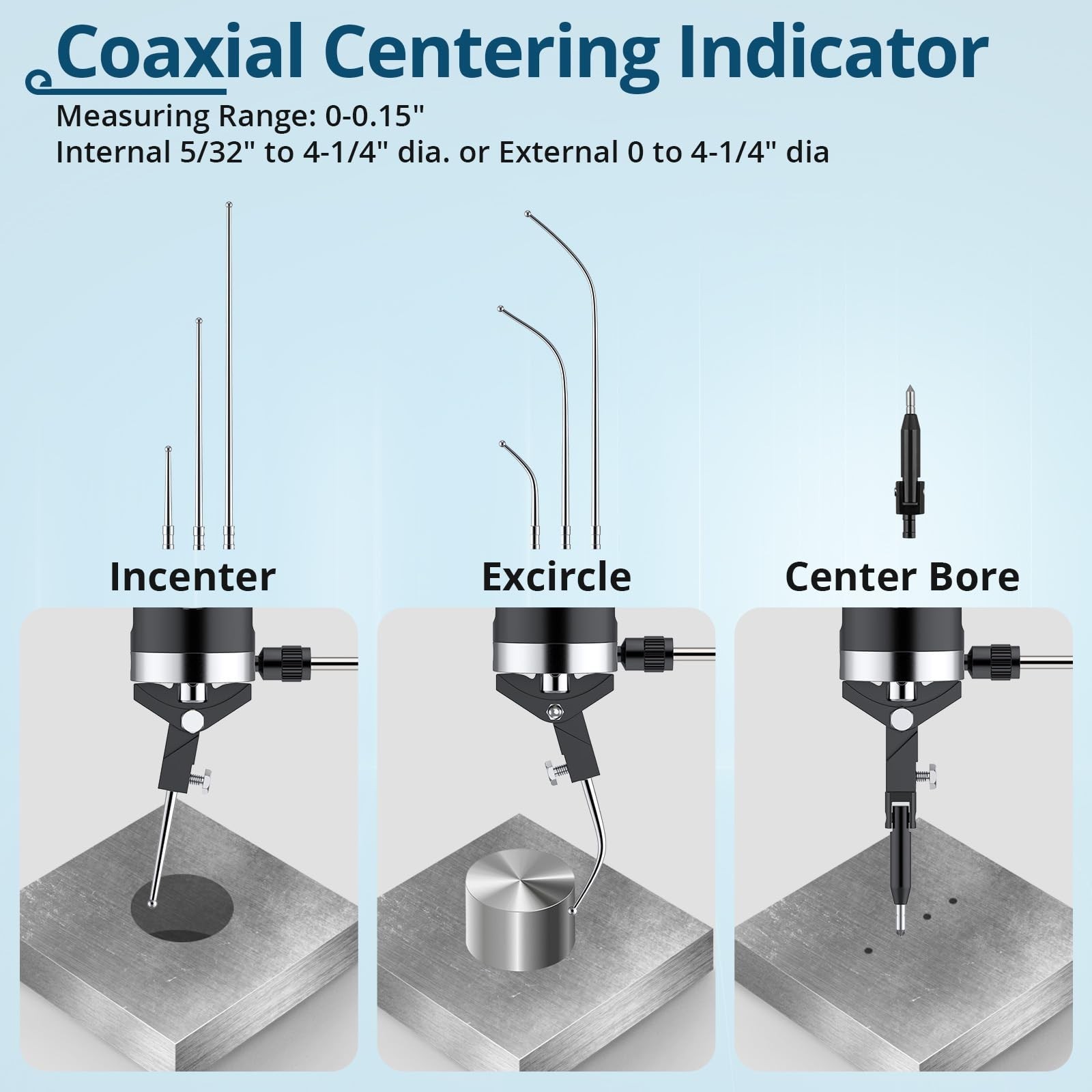 Coaxial Centering Dial Test Indicator,0-0.15" Range with 0.0005" Resolution,C...