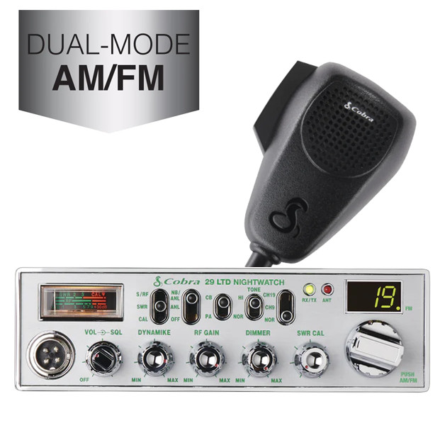 40-Channel AM/FM CB Radio w/ NightWatch & Mic.  Cobra 29 LTD NW Dual Mode AM/FM