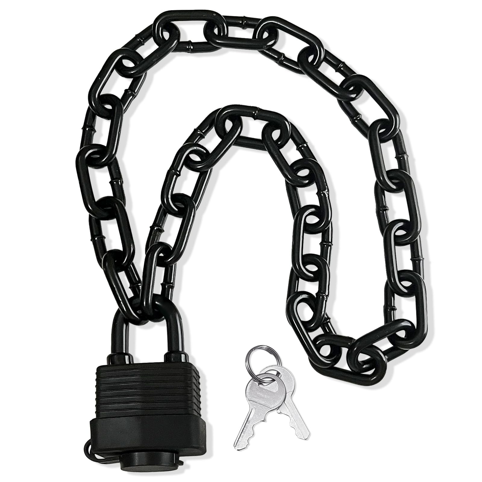 Anti Theft Hardened Steel Padlock with Chain for Fence Outdoor Furniture Black