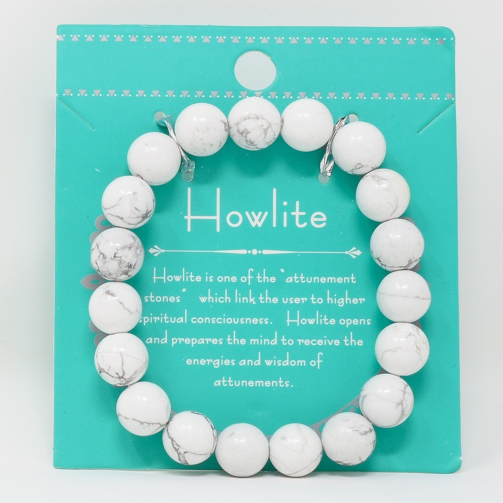 White Howlite Crystal Gemstone Elastic Charm Bracelet Attunement Stones
