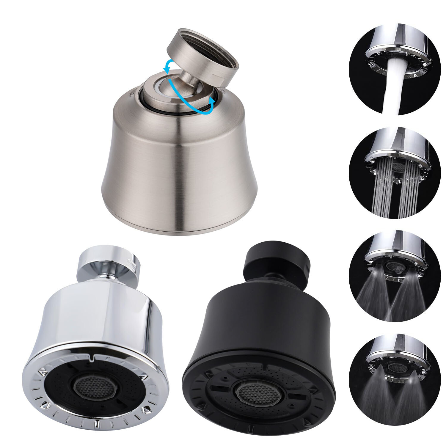 Big Angle Swivel Sink Faucet Aerator,360 Degree Kitchen Sink Faucet with 4 Modes