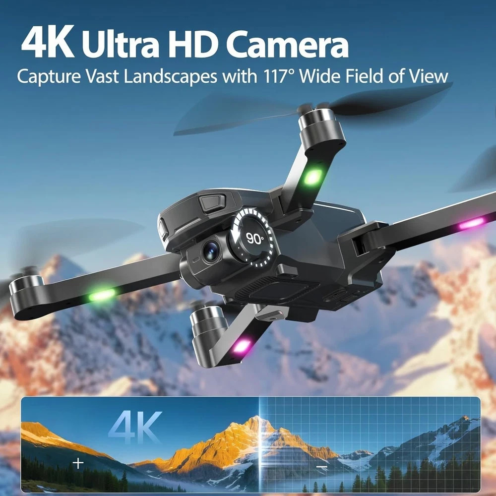 Drones with Camera for Adults 4K, WF33 GPS Foldable FPV Drone 4.5" Gray