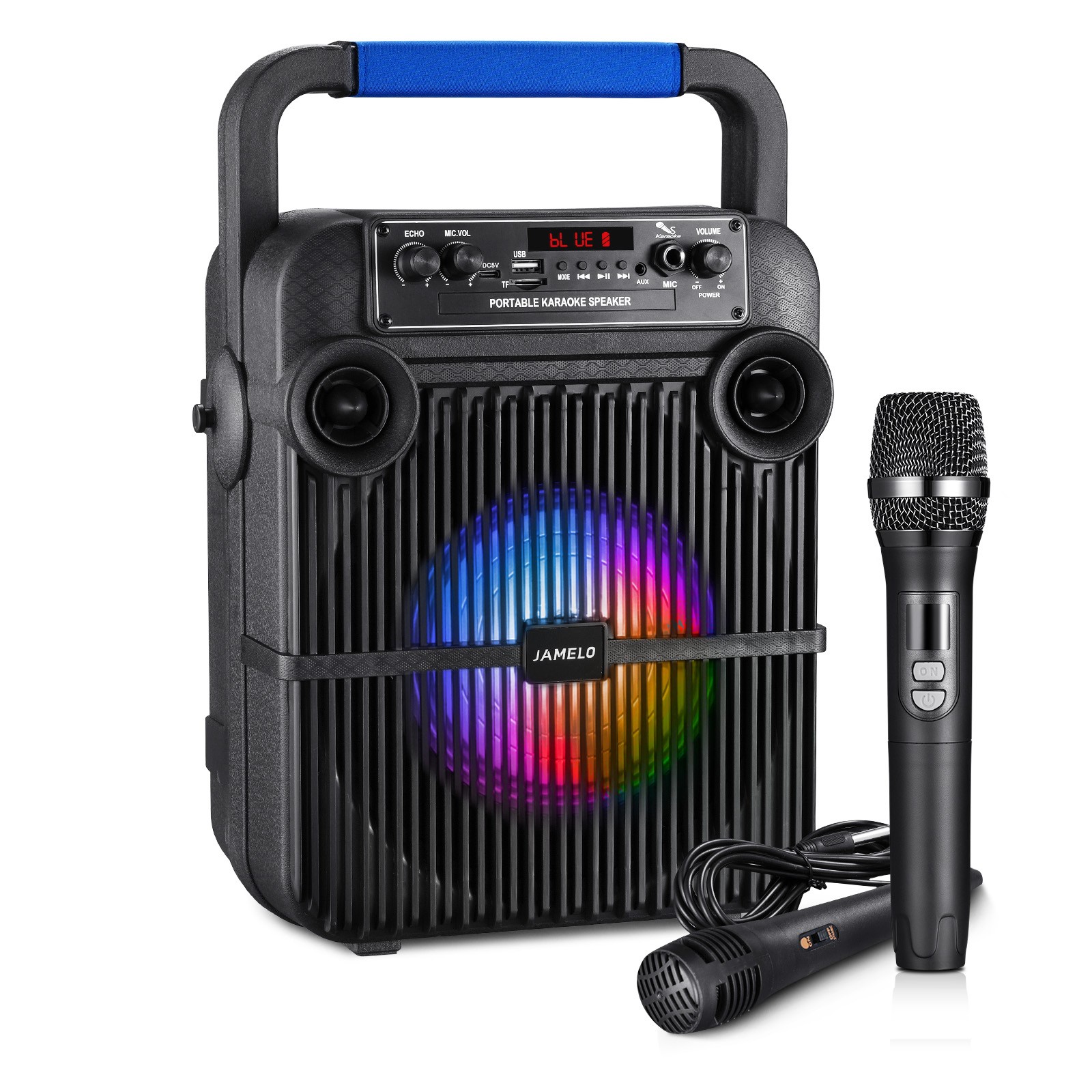 JAMELO 30W Bluetooth Karaoke Machine with 1 Wireless & 1 Wired Mic Rechargeable