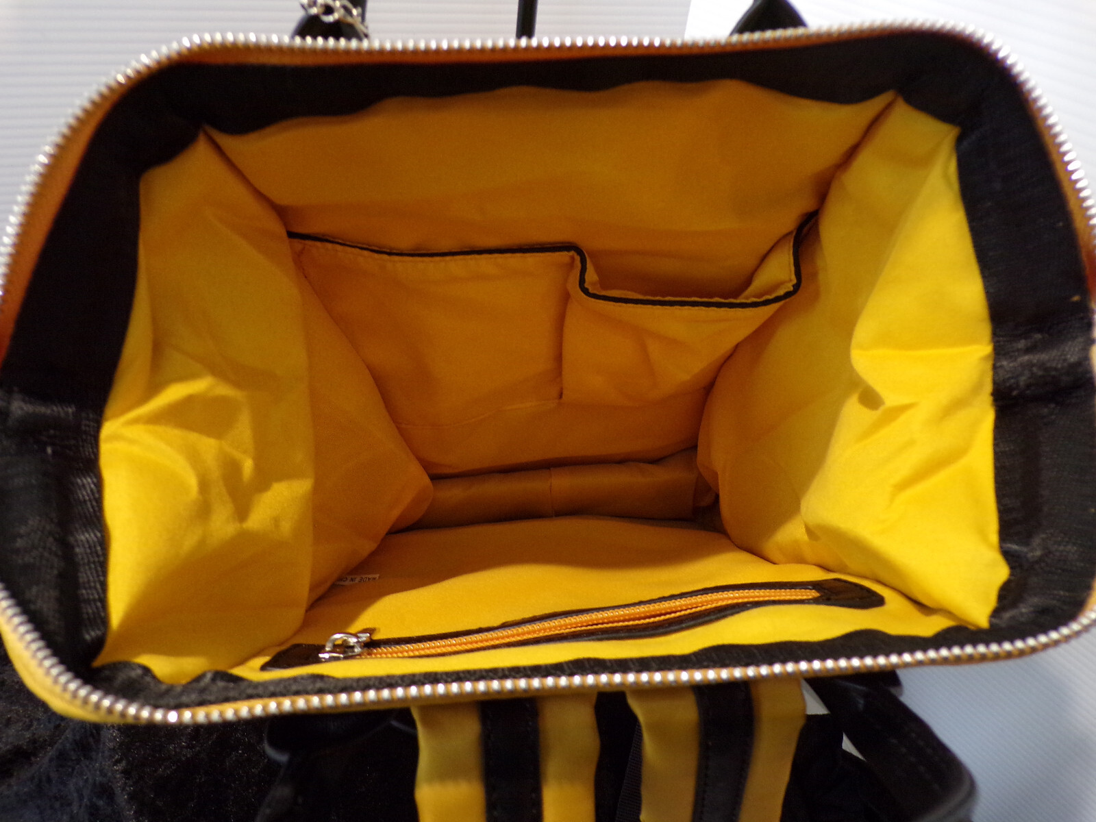 Backpack Daybag BINNARI PROJECT Yellow/Black Trim NWOT