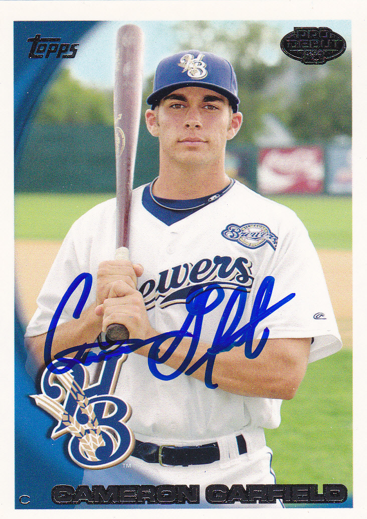 CAMERON GARFIELD HELENA BREWERS SIGNED 2010 TOPPS PRO DEBUT CARD MILWAUKEE