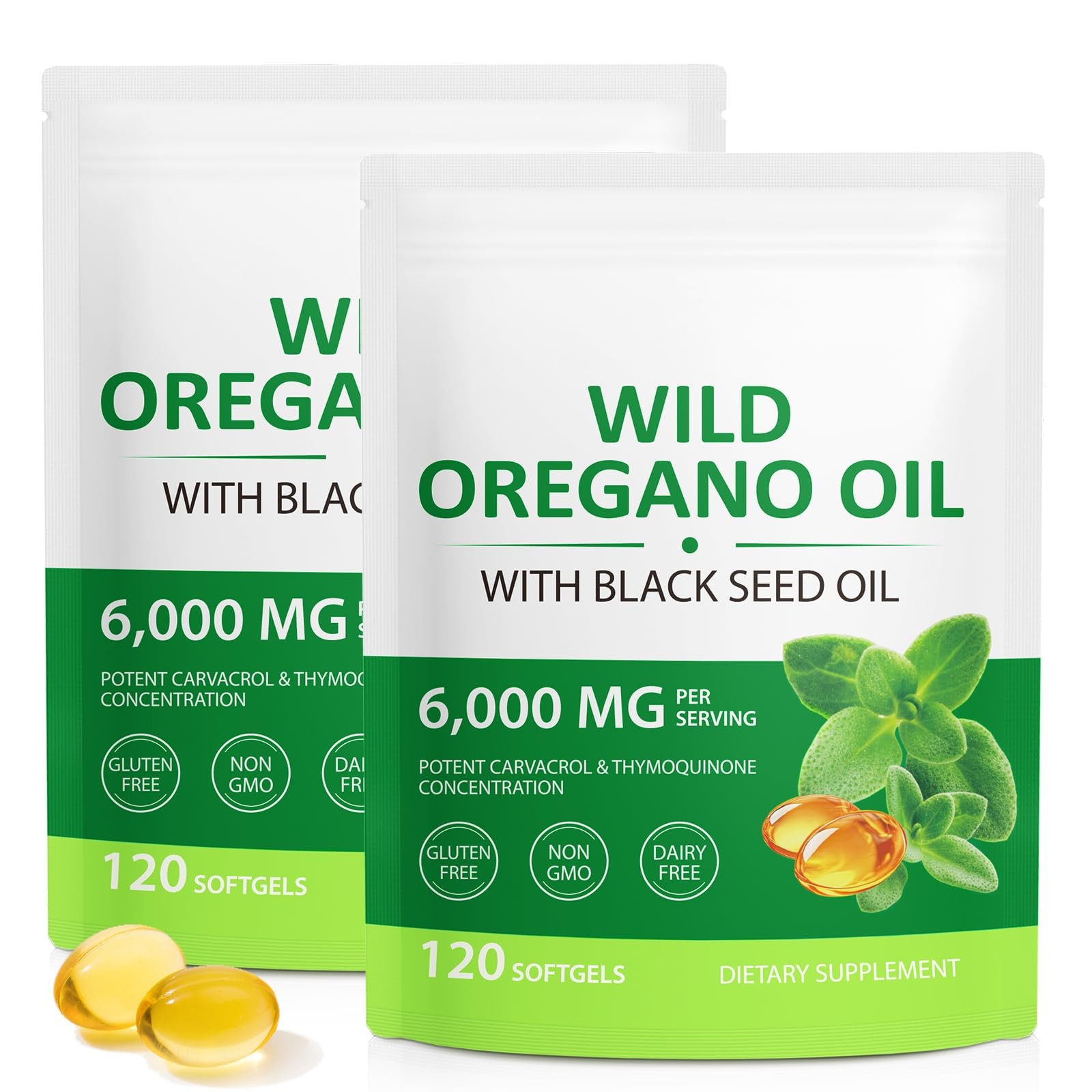 Cacukn Oil of Oregano Capsules with Black Seed Oil, 120 Count (Pack 2)