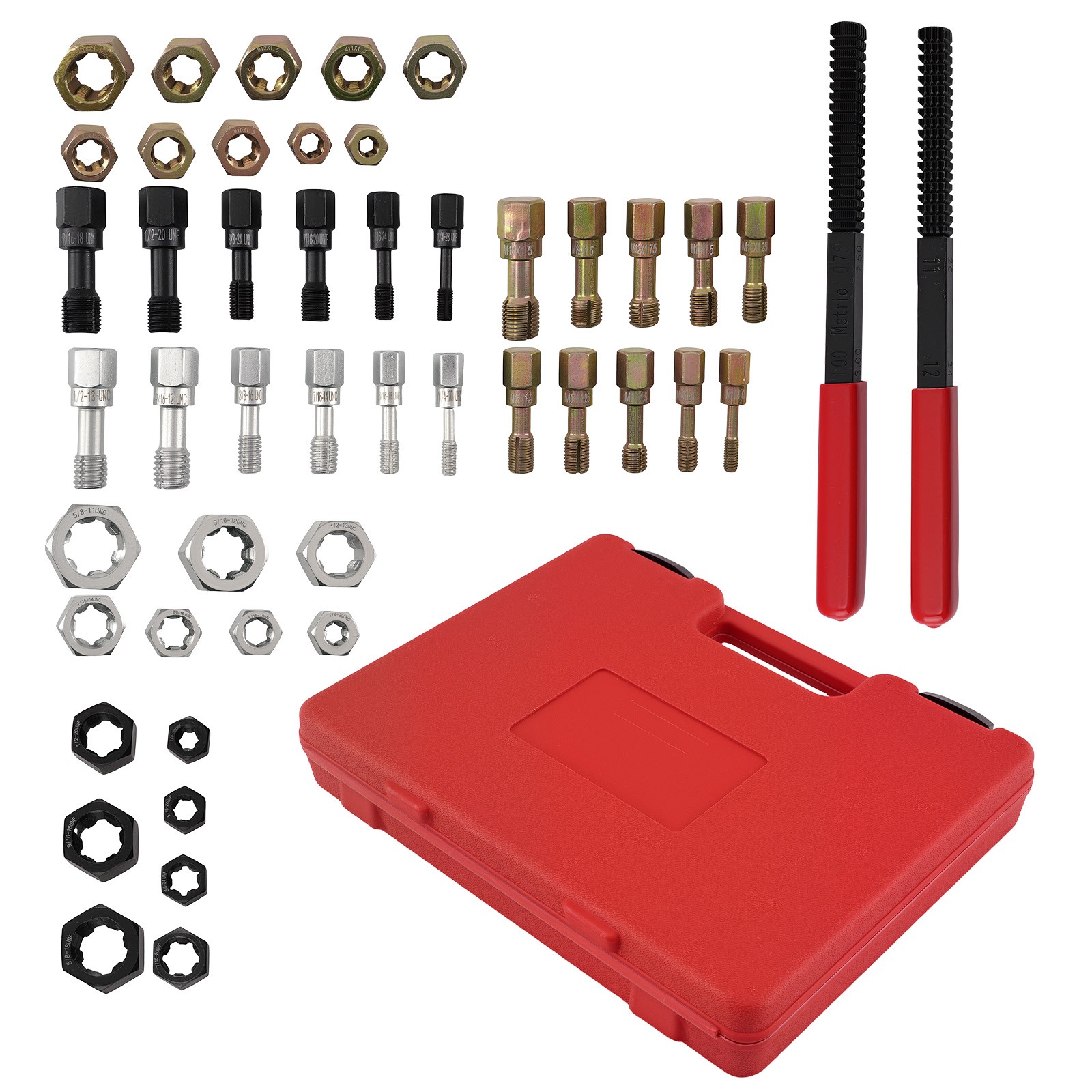 48Pc Tap Die Rethreading Set Metric SAE Thread Chaser Kit with Files
