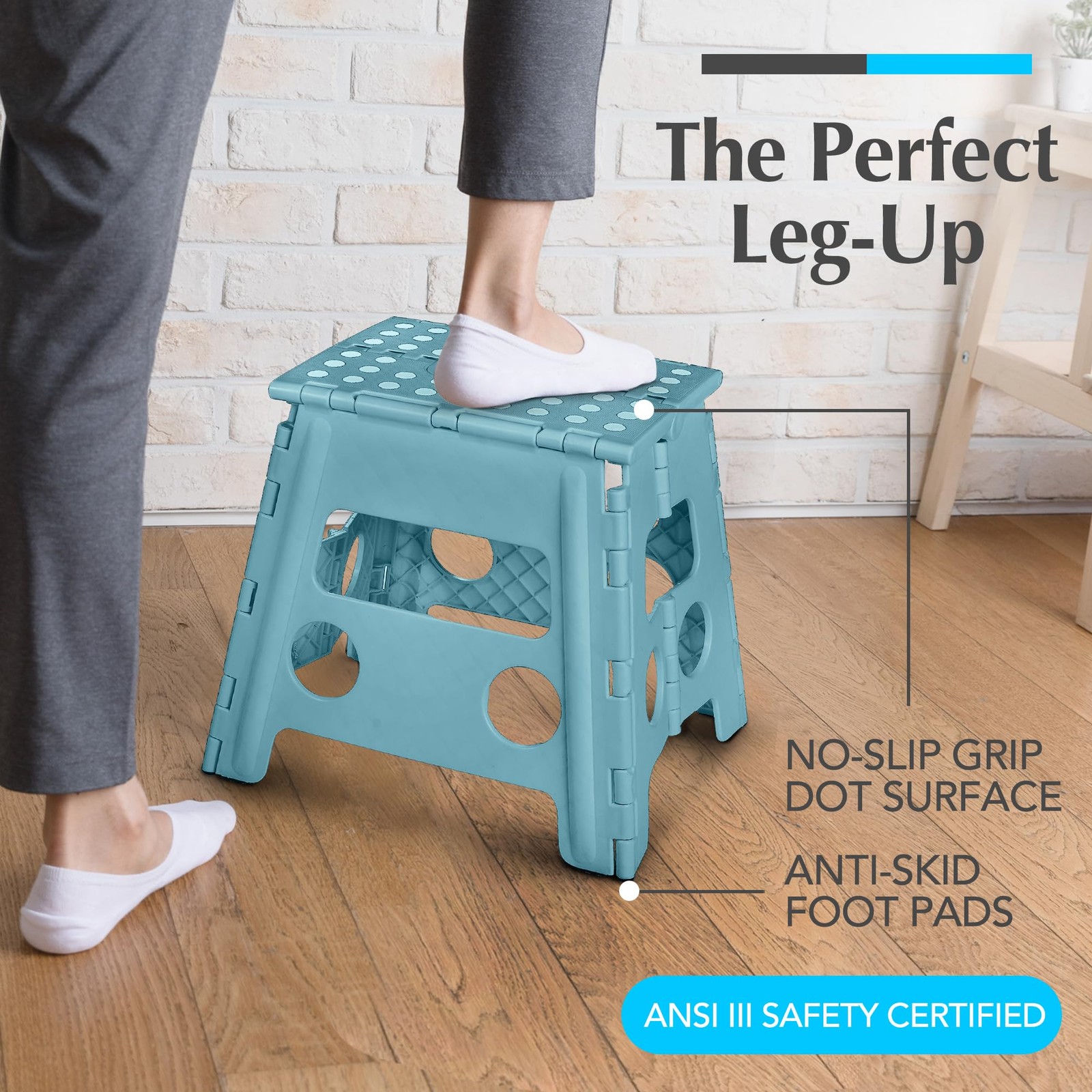 Folding Lightweight Step Stool - Sturdy Enough to Adults - Opens Easy with Fl...