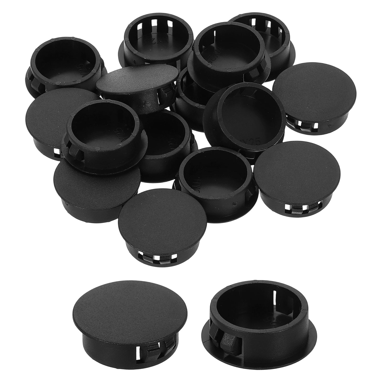 25Pcs Plastic Hole Plugs, 25mm(1")Round Flush Type Panel Plugs, Black